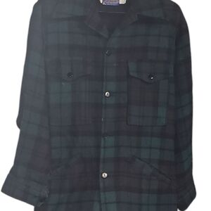 Vintage Mens Pendleton Mackinaw Wool Green Plaid Jacket Sz M